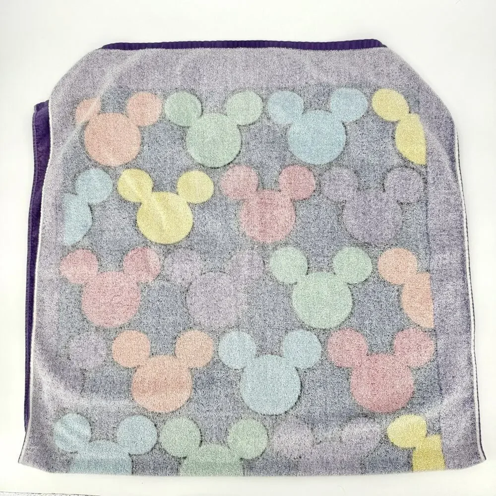 Vintage 90s Disney Mickey Silhouette All Over Print Beach Towel by Franco RARE!
